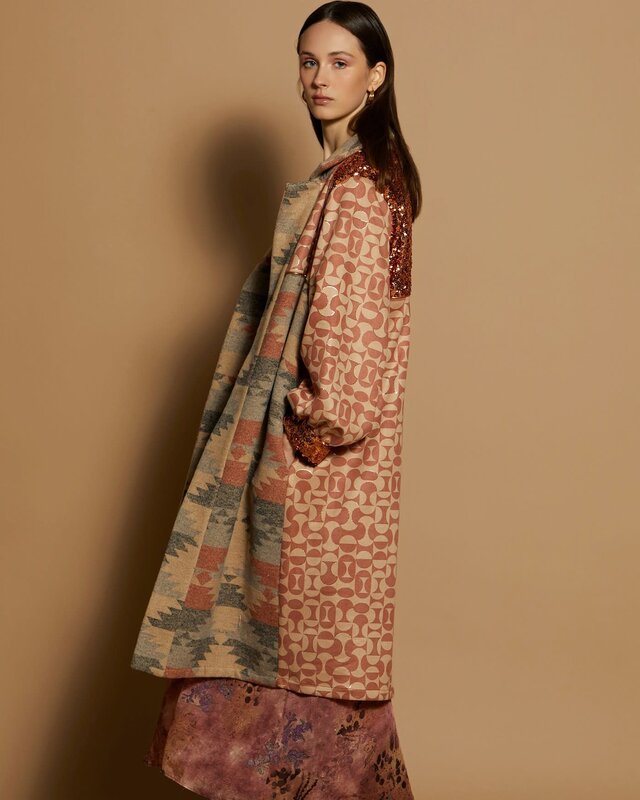 Bi-Materia Kaftan Coat