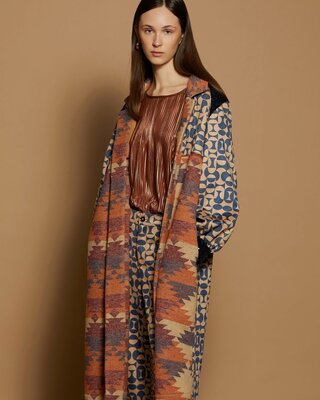 Meisïe Bi-Materia Kaftan Coat Blue