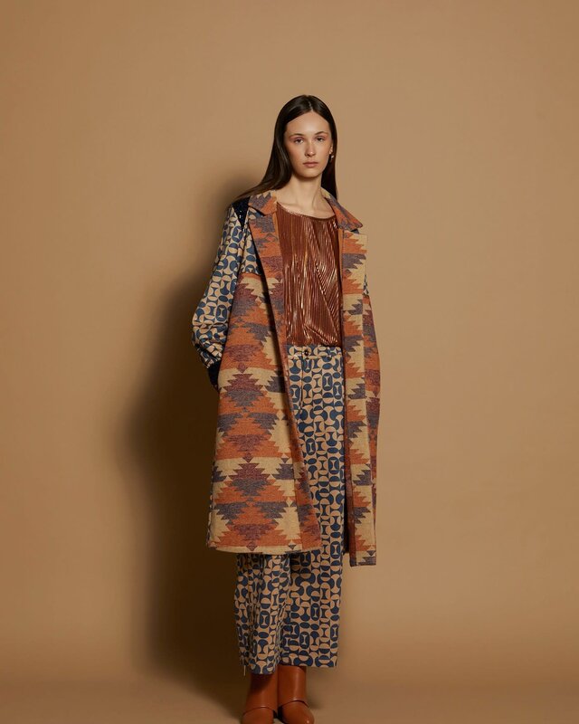 Meisïe Bi-Materia Kaftan Coat Blue