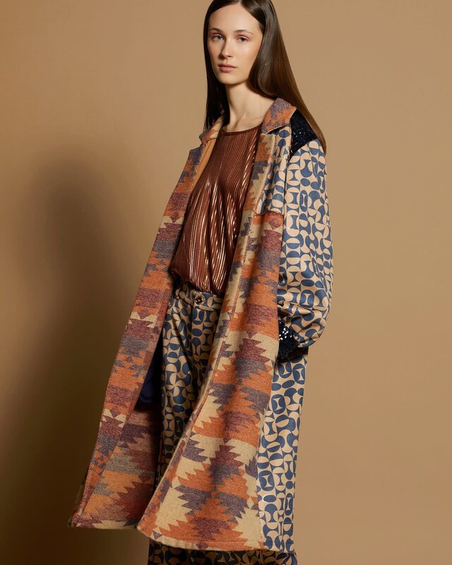 Meisïe Bi-Materia Kaftan Coat Blue