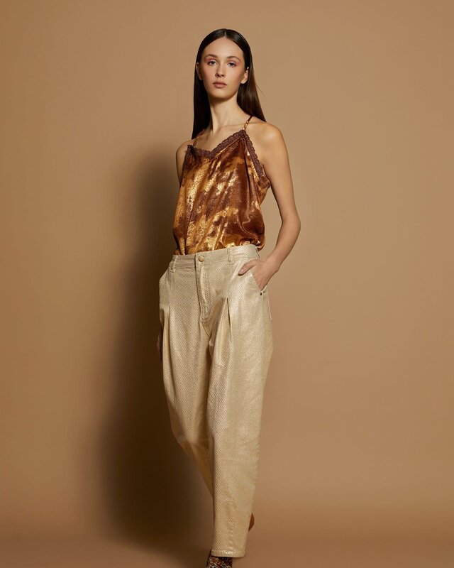 Meisïe Gold Effect Trousers