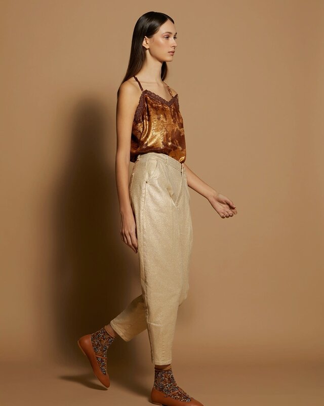 Meisïe Gold Effect Trousers