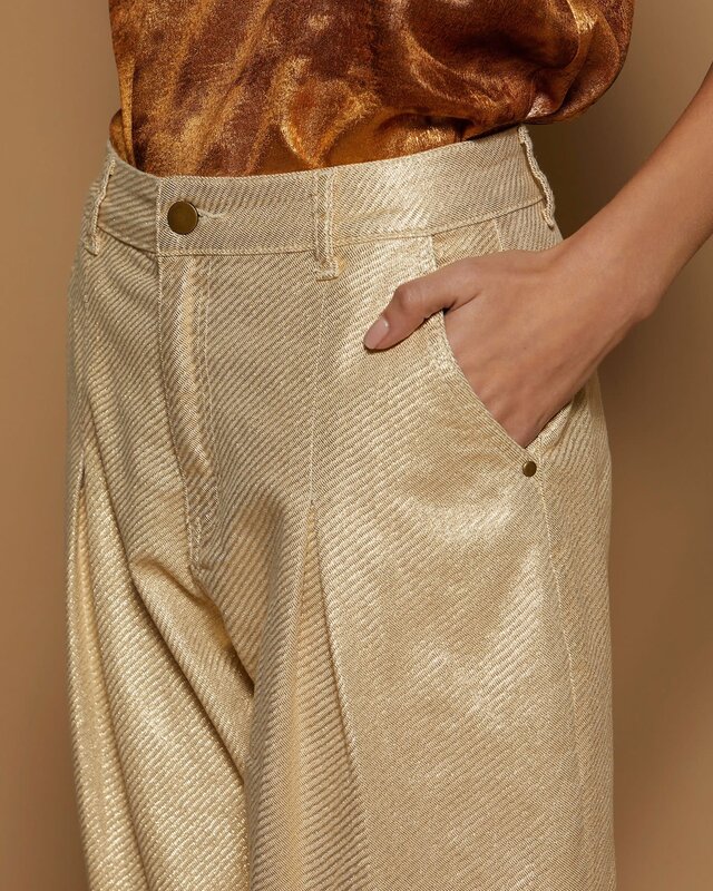 Meisïe Gold Effect Trousers