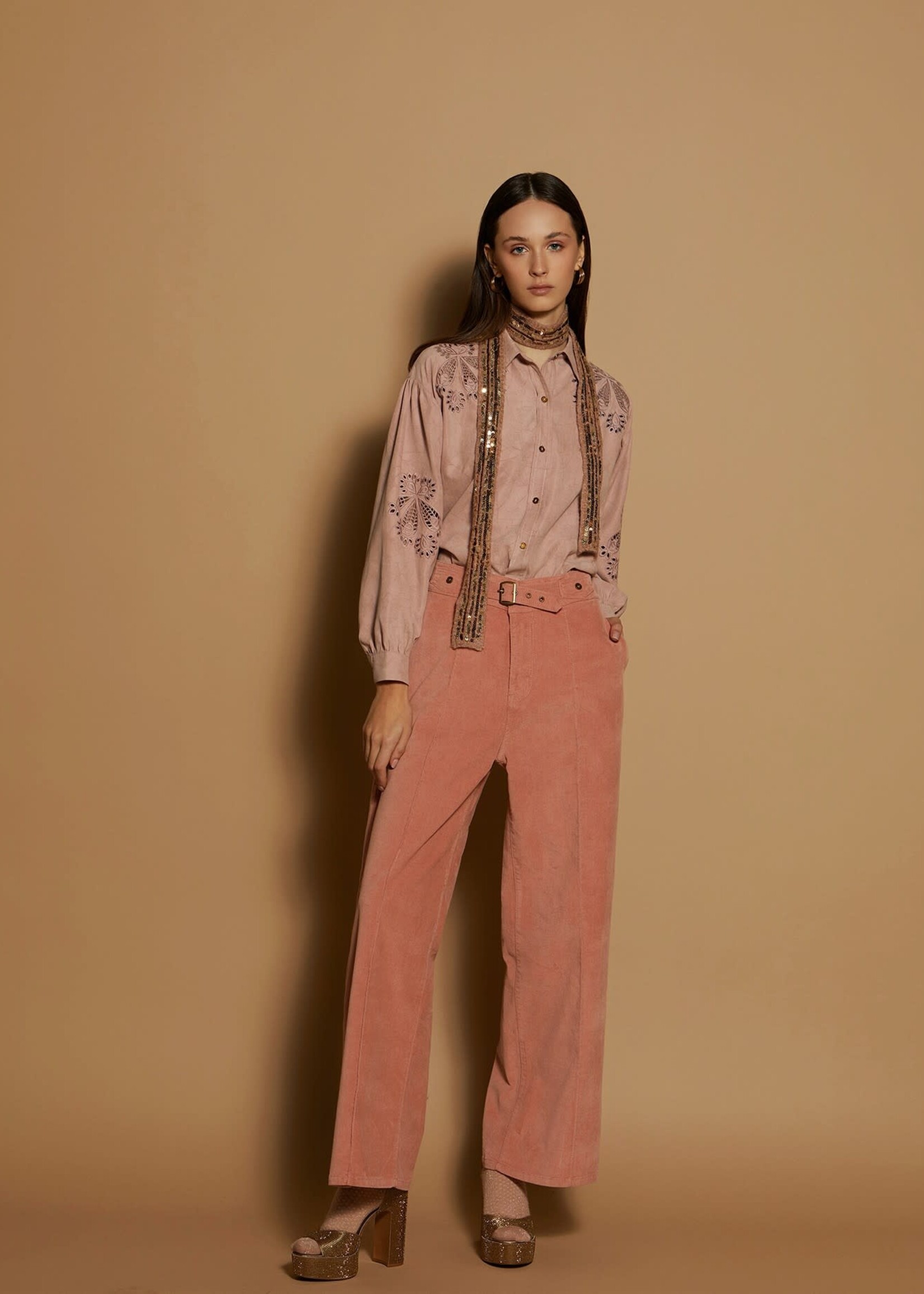 Meisïe Velvet Effect Trousers Rose