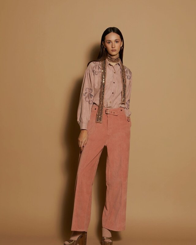 Meisïe Velvet Effect Trousers Rose