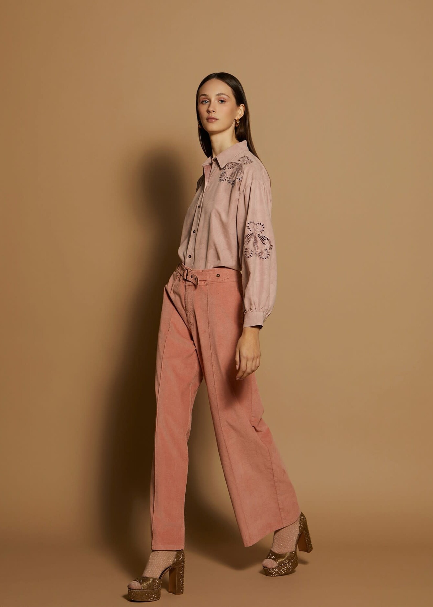 Meisïe Velvet Effect Trousers Rose