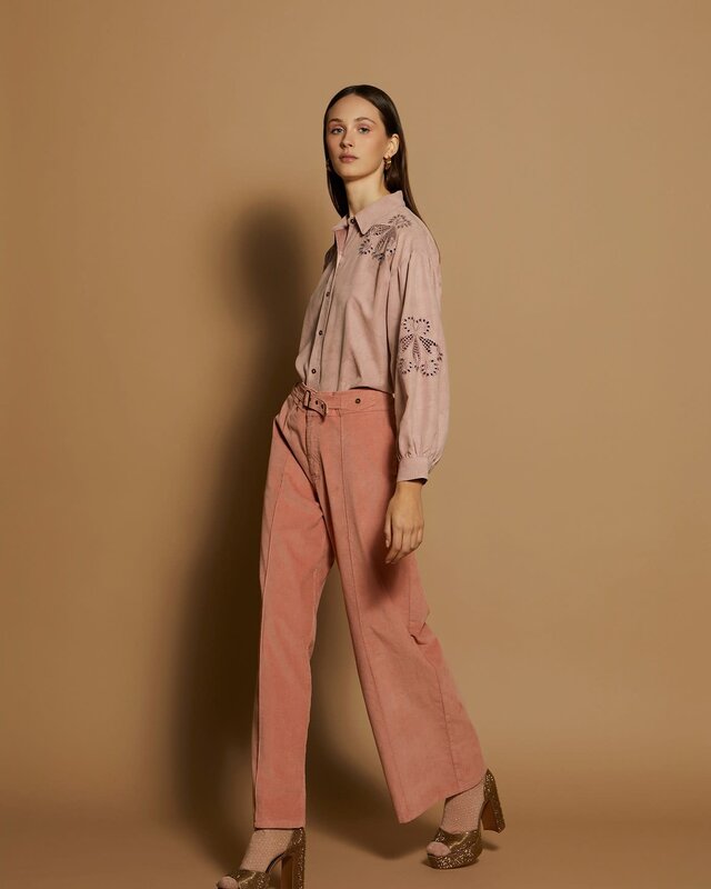 Meisïe Velvet Effect Trousers Rose
