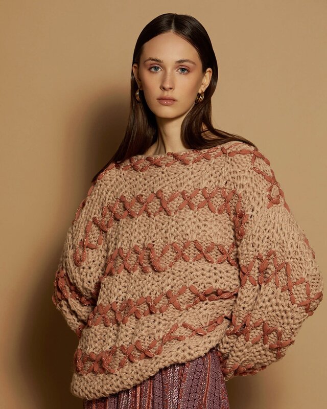 Handmade Knit Sweater Brown