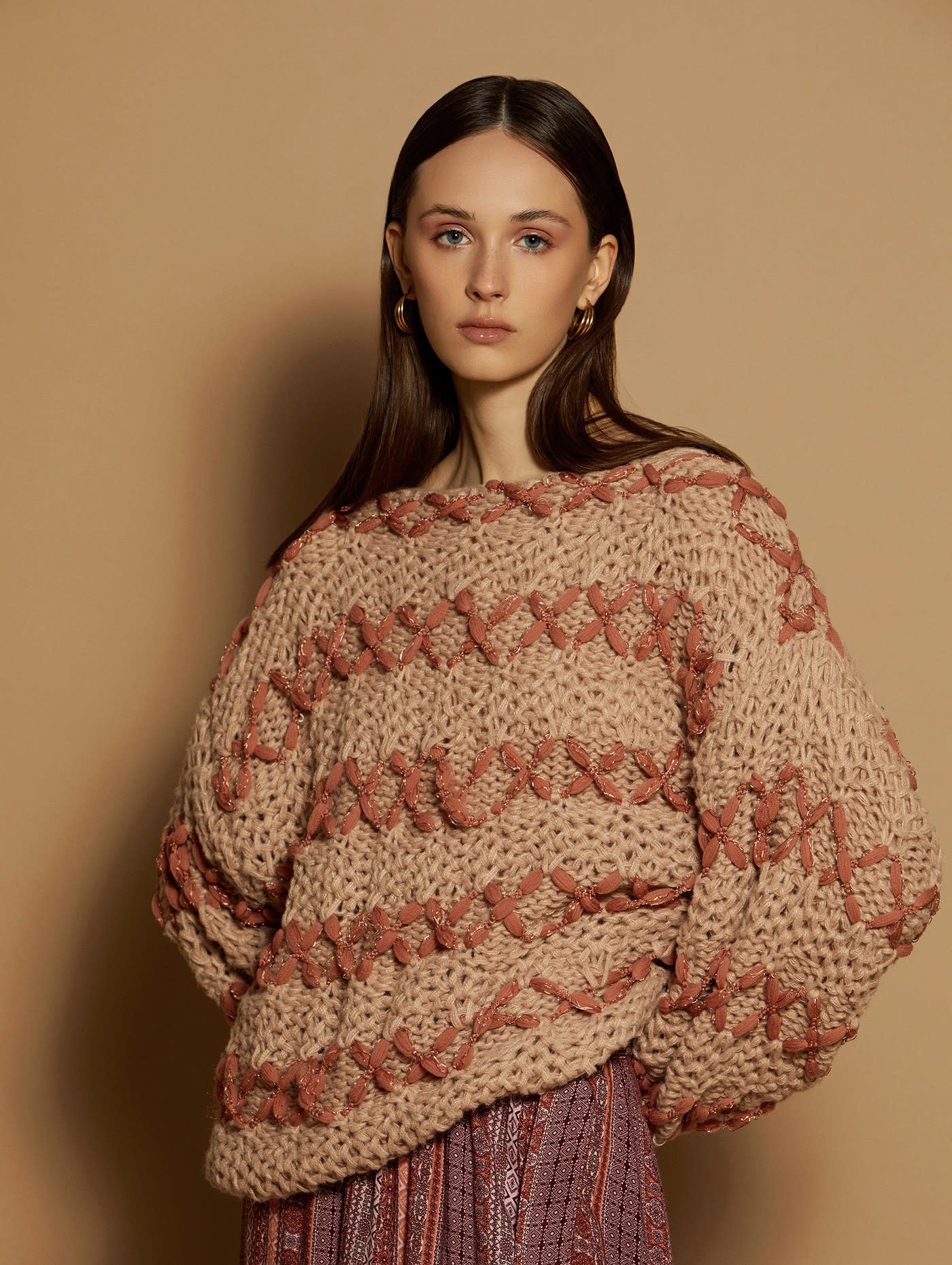 Handmade Knit Sweater Brown