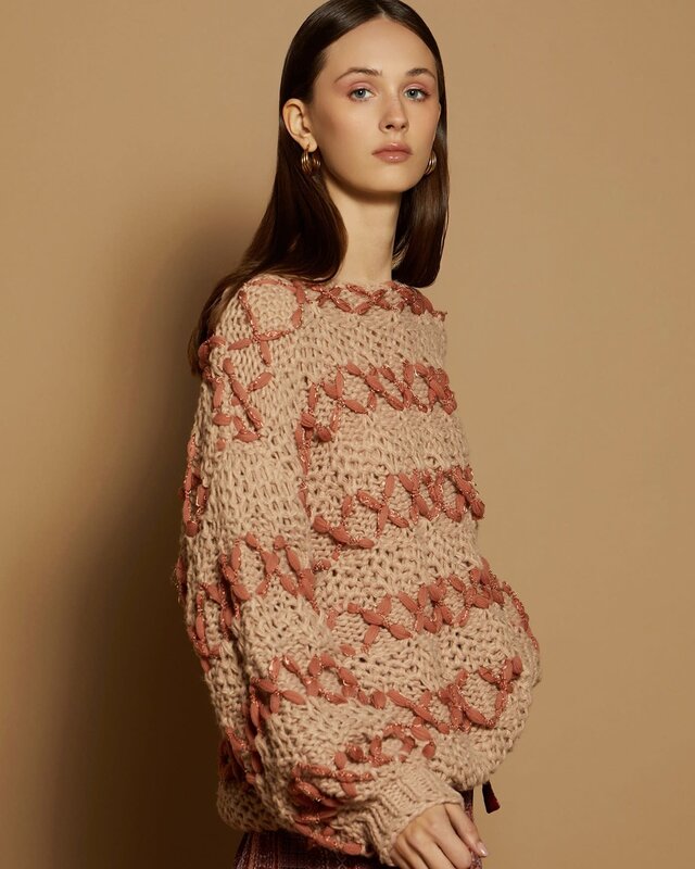 Meisïe Handmade Knit Sweater Brown