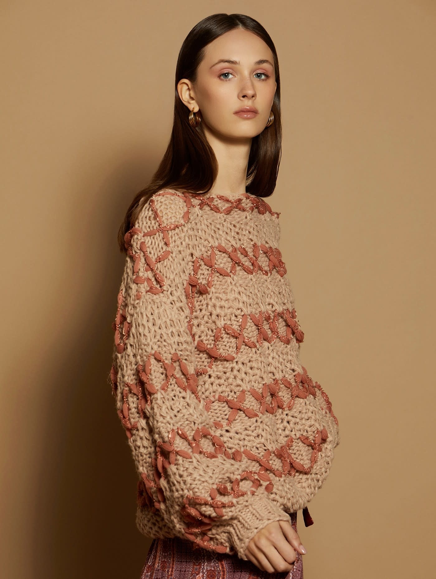 Handmade Knit Sweater Brown