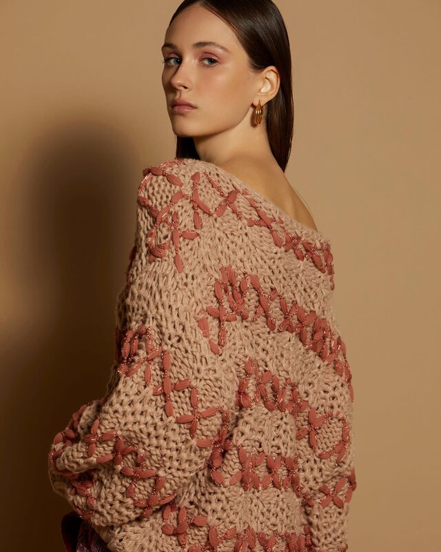 Handmade Knit Sweater Brown