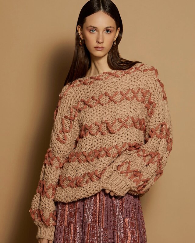 Handmade Knit Sweater Brown