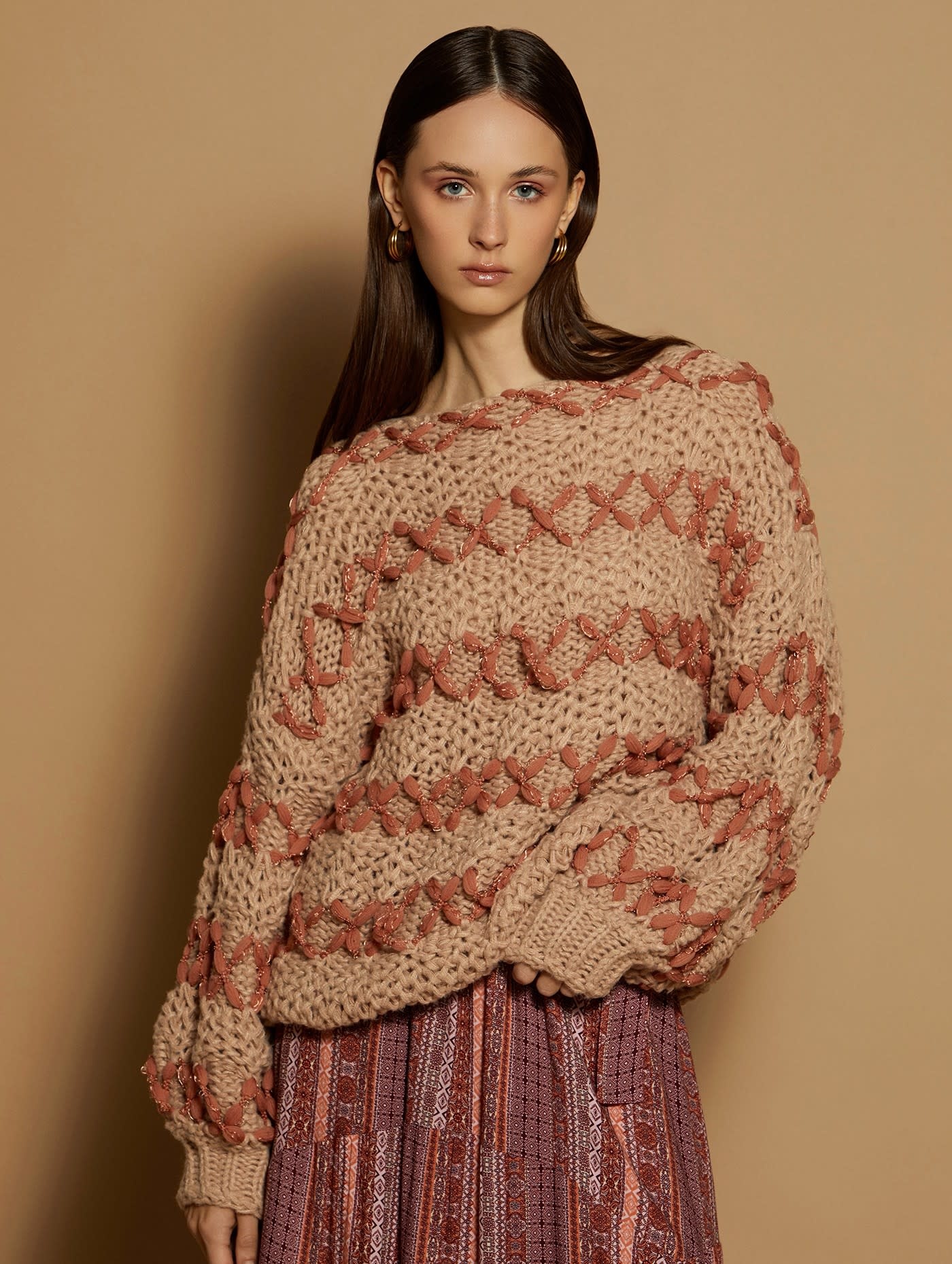 Handmade Knit Sweater Brown