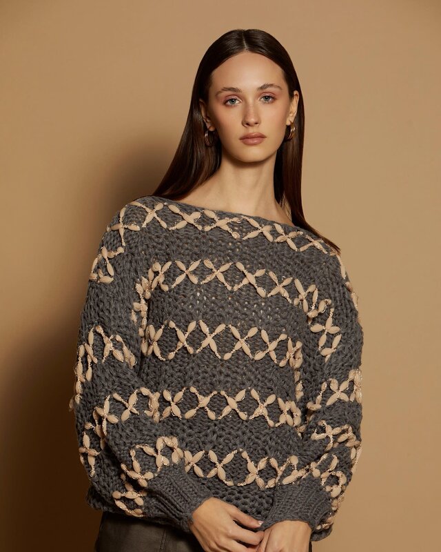 Meisïe Handmade Knit Sweater Grey