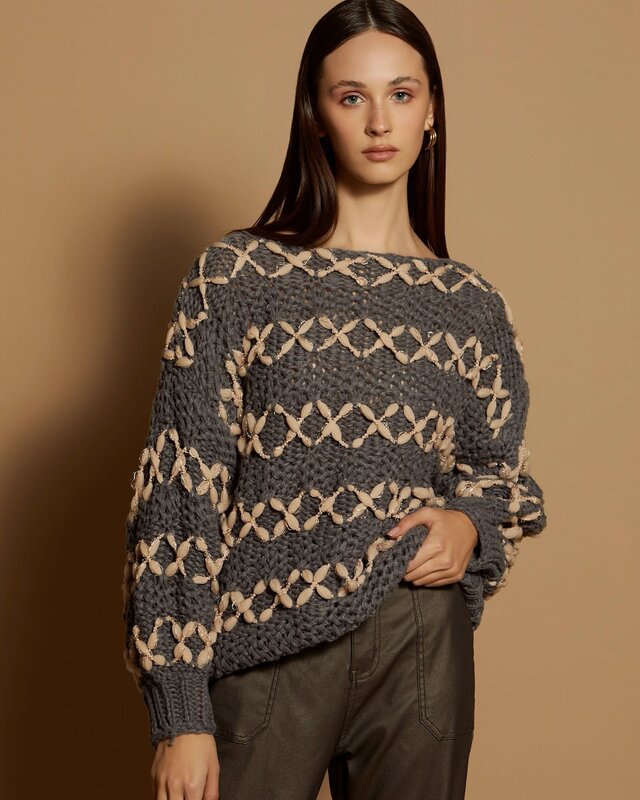 Meisïe Handmade Knit Sweater Grey