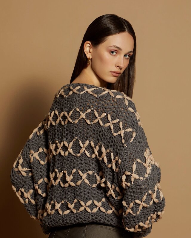 Meisïe Handmade Knit Sweater Grey