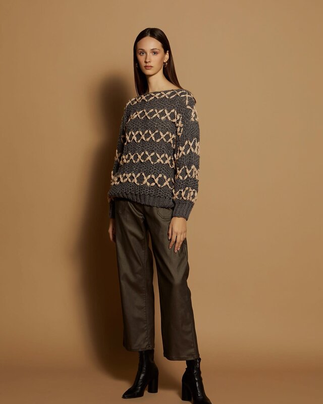 Meisïe Handmade Knit Sweater Grey