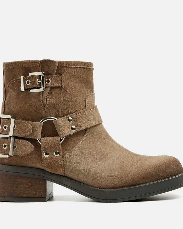 Lazamani Ladies Biker Boots Low Suede