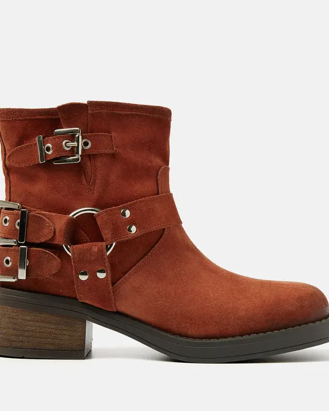 Lazamani Ladies Biker Boots Low Suede