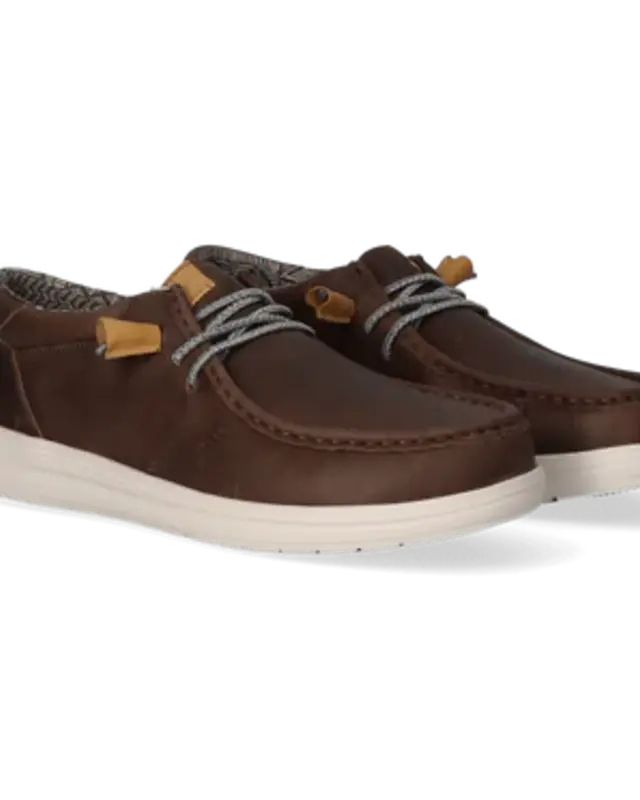 Hey Dude Wally Grip Craft Leather Grey