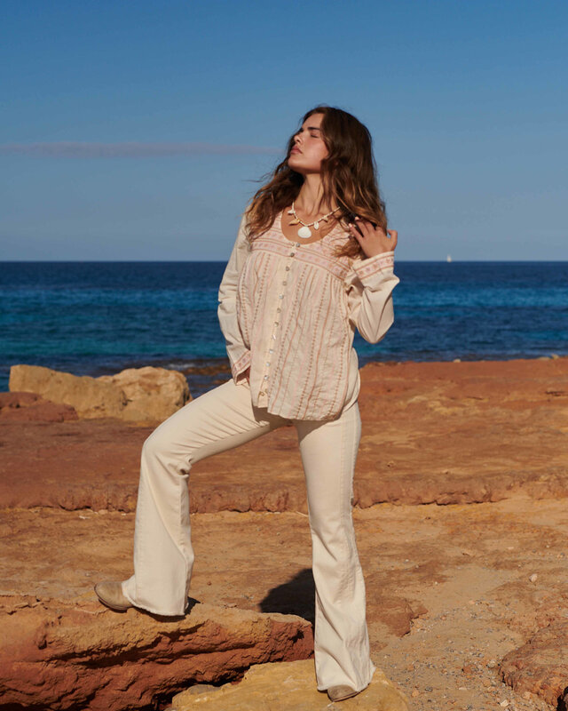 Isla Ibiza Bonita Flair Jeans  Cream Strech