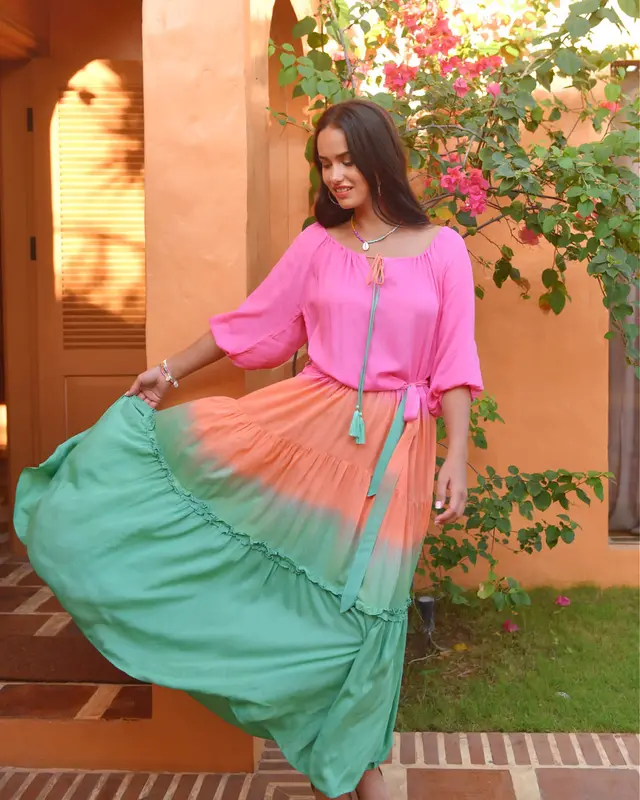 Hot Lava Dress Bobbi Sunny Days Pink/Orange/Emerald