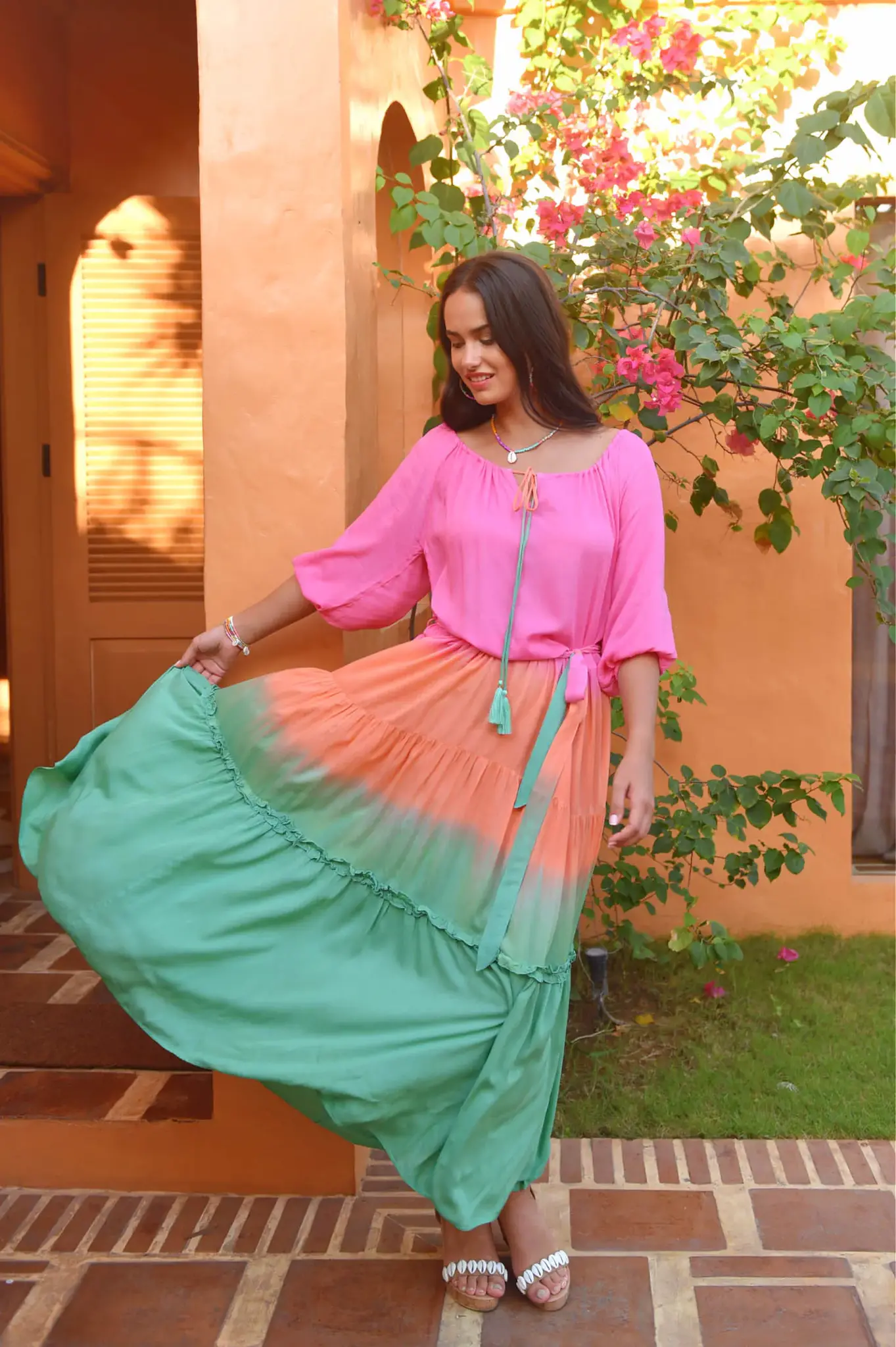 Hot Lava Dress Bobbi Sunny Days Pink/Orange/Emerald