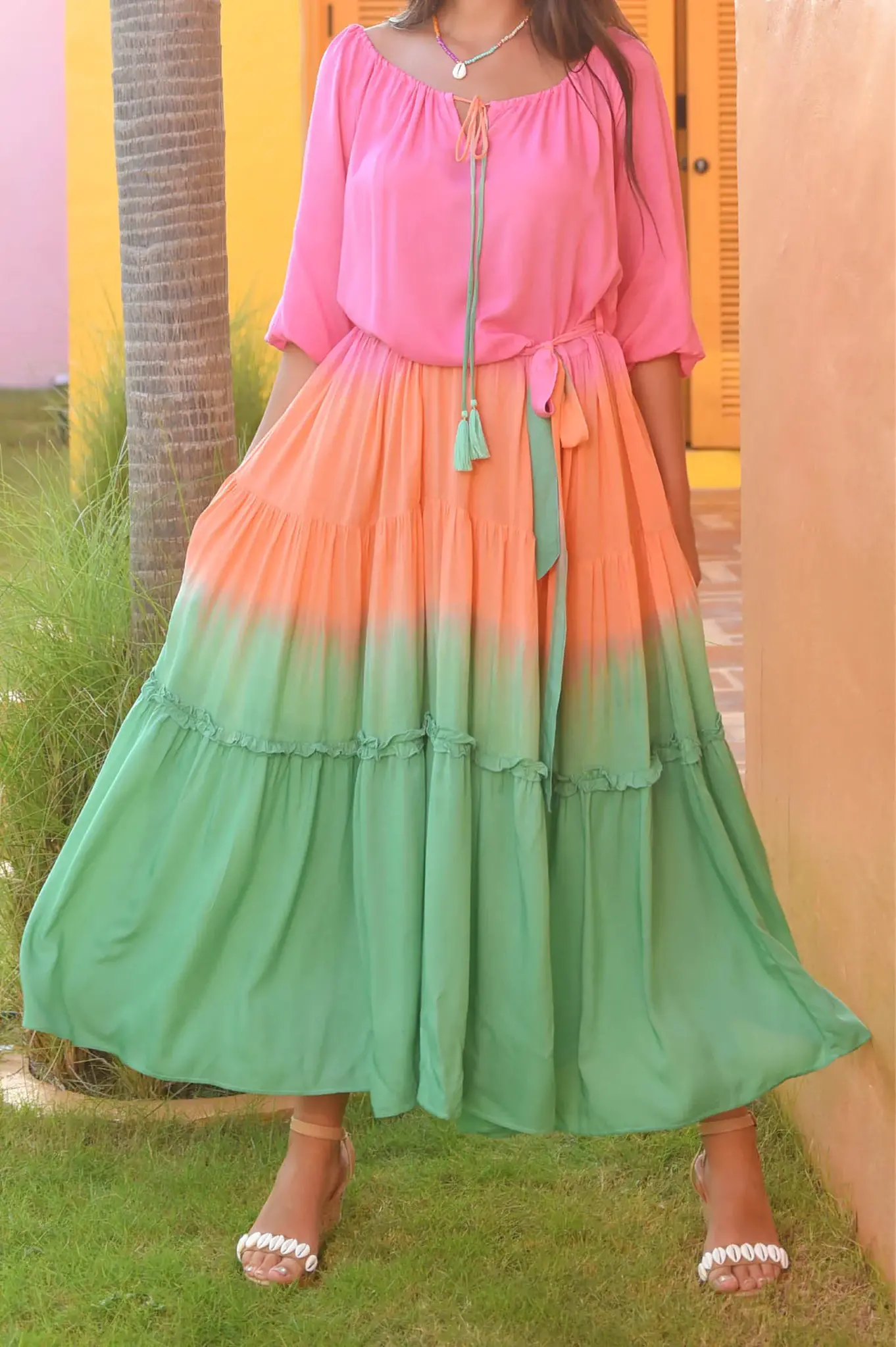 Hot Lava Dress Bobbi Sunny Days Pink/Orange/Emerald