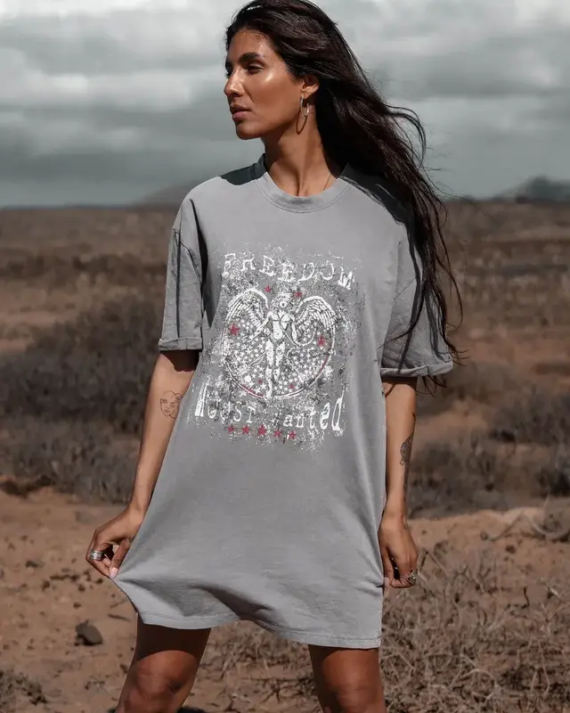 Moost Wanted Bowie T-Shirt Dress Washed Grey