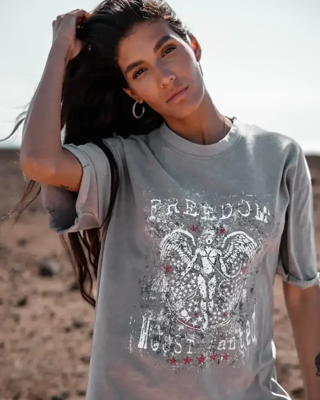 Moost Wanted Bowie T-Shirt Dress Washed Grey