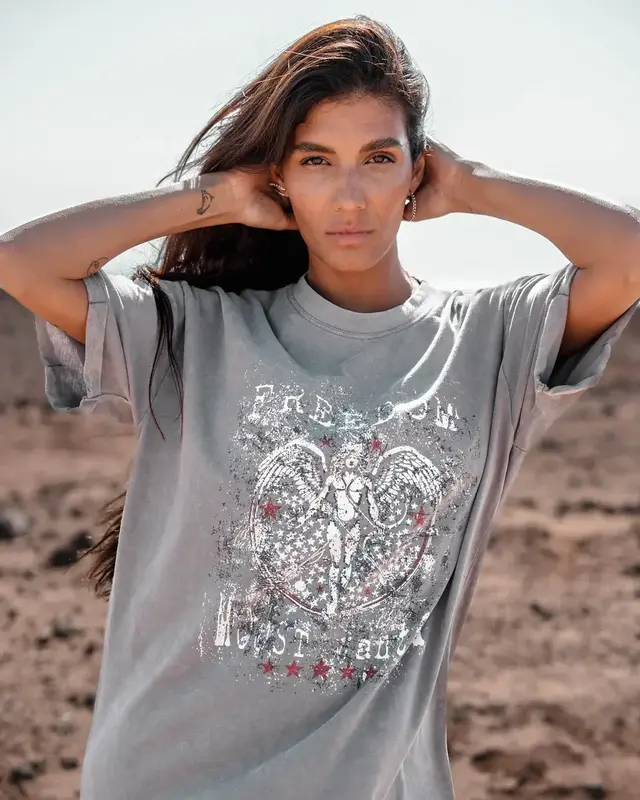 Moost Wanted Bowie T-Shirt Dress Washed Grey