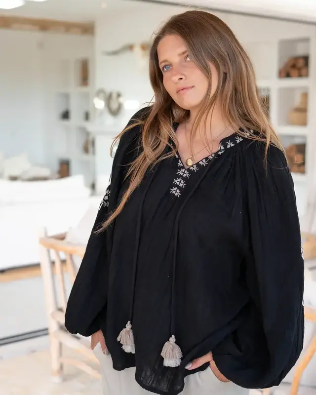 Ibzmode Blouse Sonrisa Cosido Black