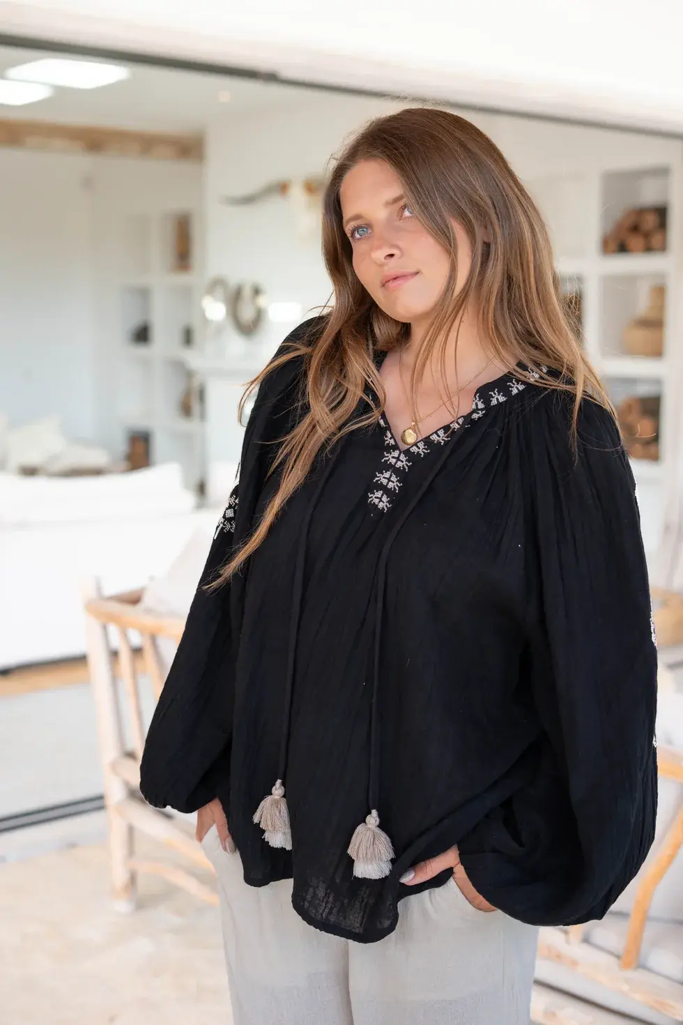 Ibzmode Blouse Sonrisa Cosido Black