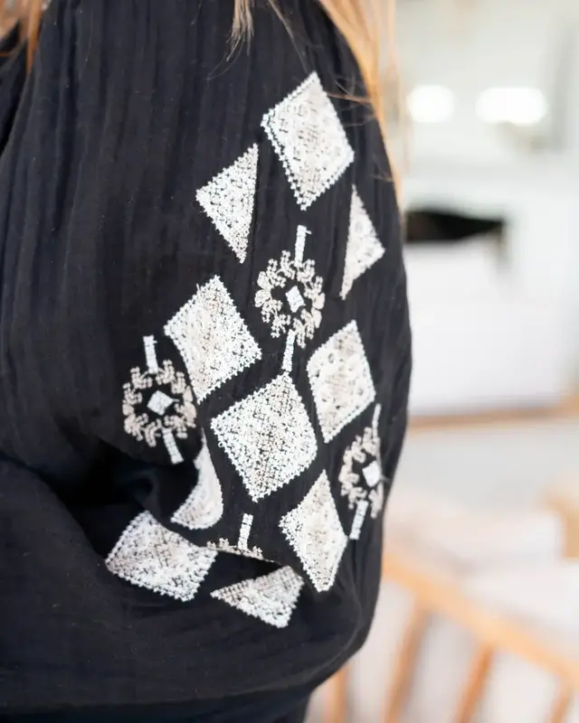 Ibzmode Blouse Sonrisa Cosido Black