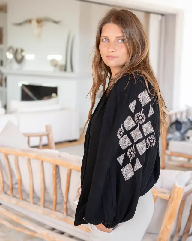 Ibzmode Blouse Sonrisa Cosido Black