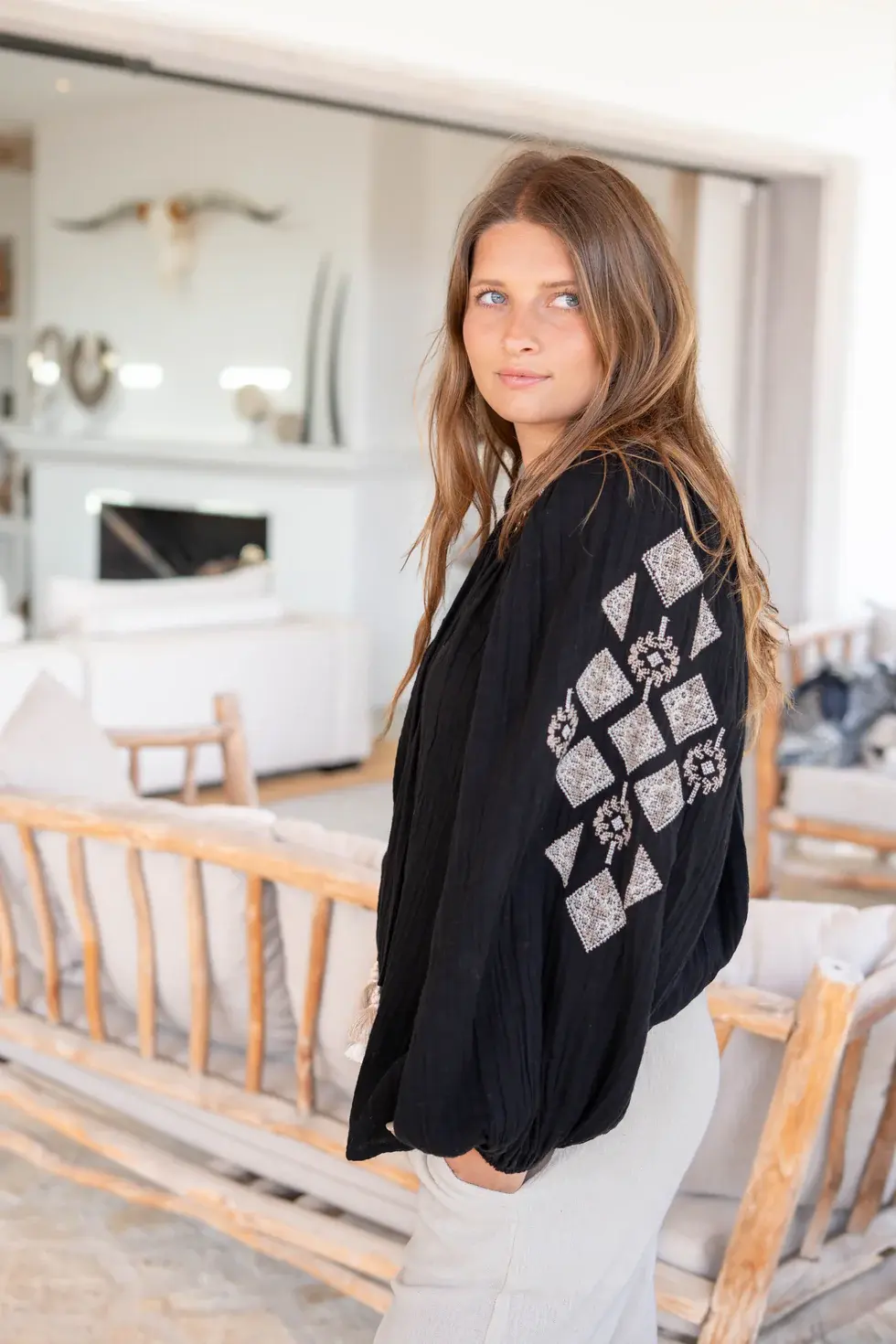 Ibzmode Blouse Sonrisa Cosido Black