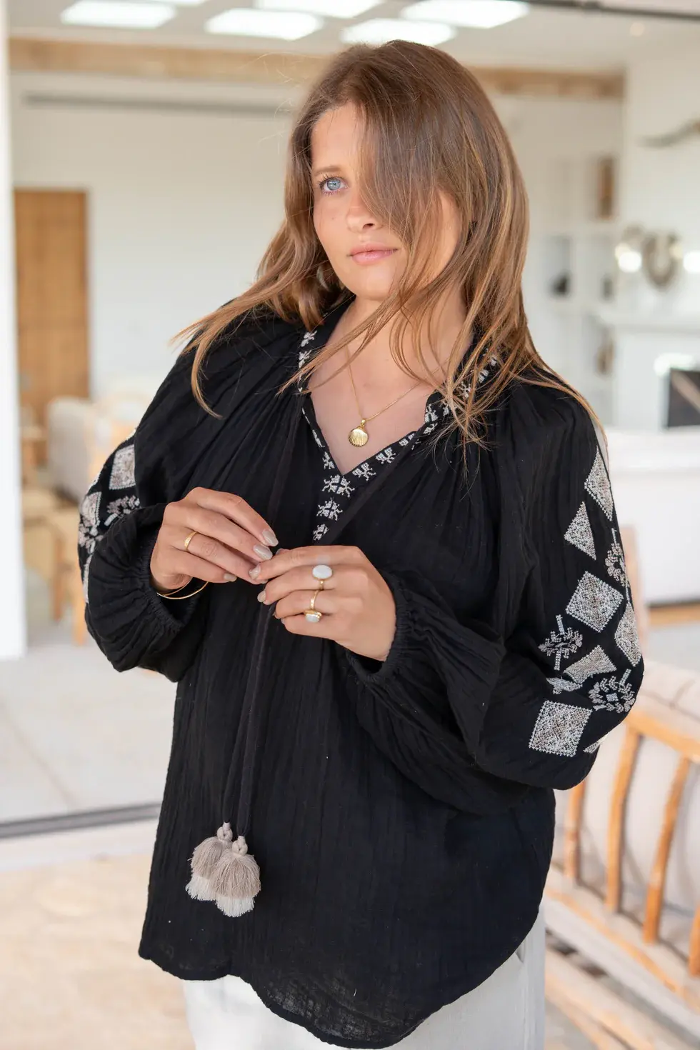 Ibzmode Blouse Sonrisa Cosido Black