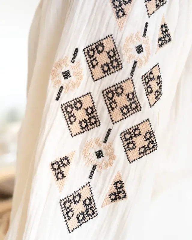 Ibzmode Blouse Sonrisa Cosido Ecru