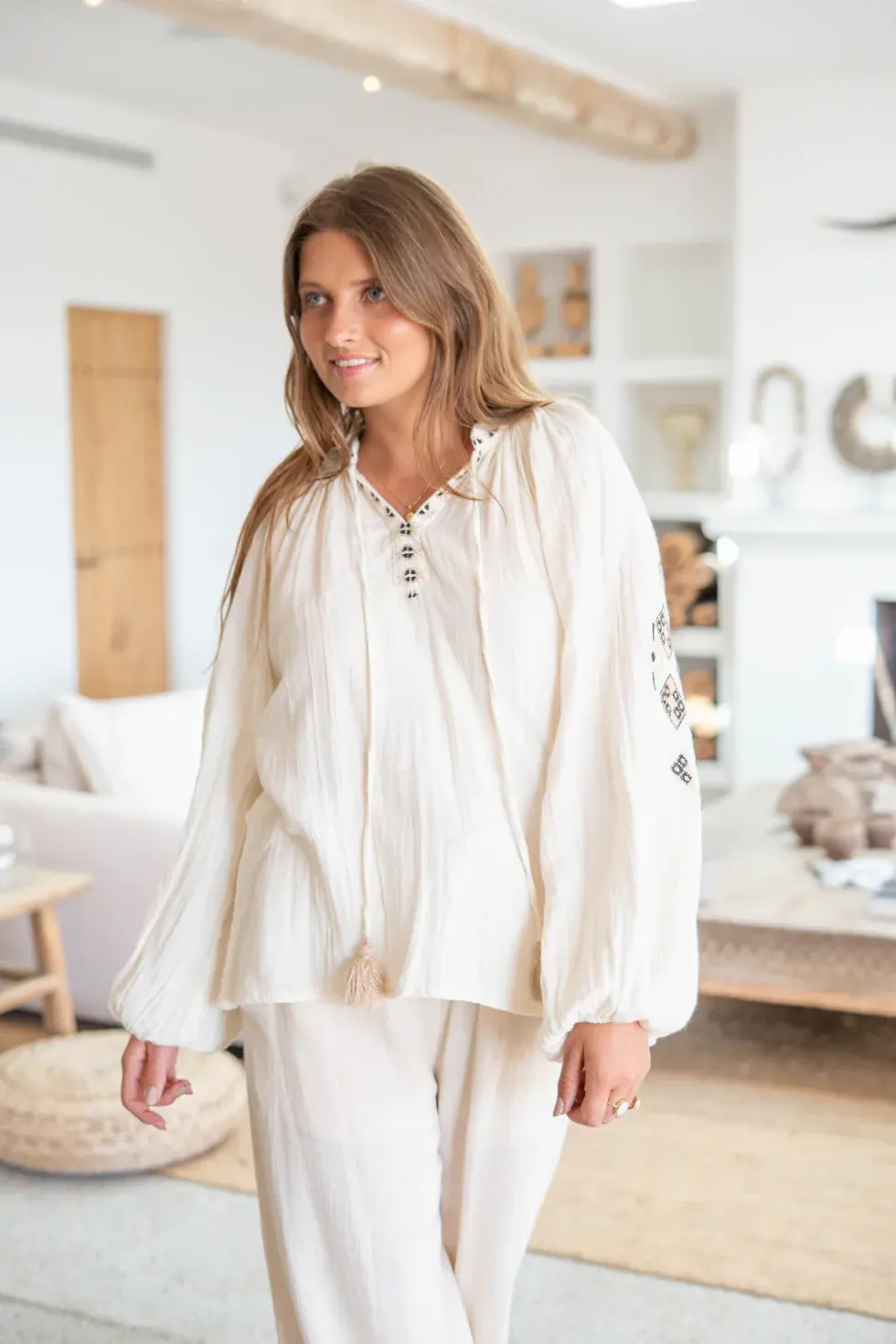 Ibzmode Blouse Sonrisa Cosido Ecru