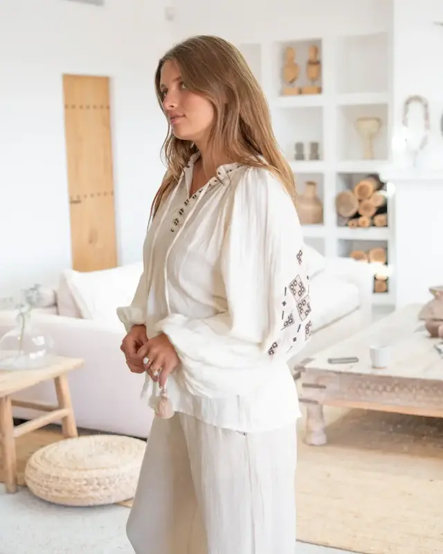 Ibzmode Blouse Sonrisa Cosido Ecru