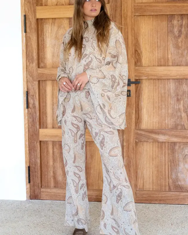 Ibzmode Pantalon Vena Paisley Ecru