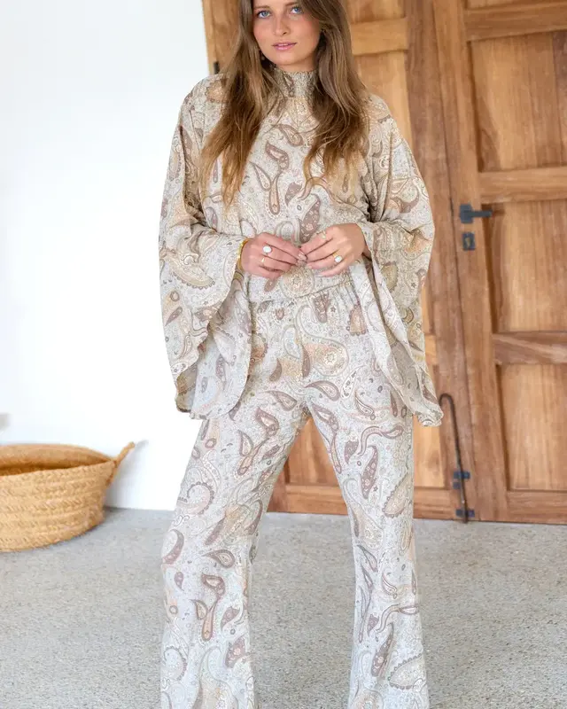 Ibzmode Pantalon Vena Paisley Ecru