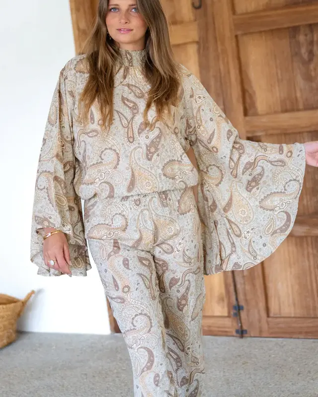 Ibzmode Pantalon Vena Paisley Ecru