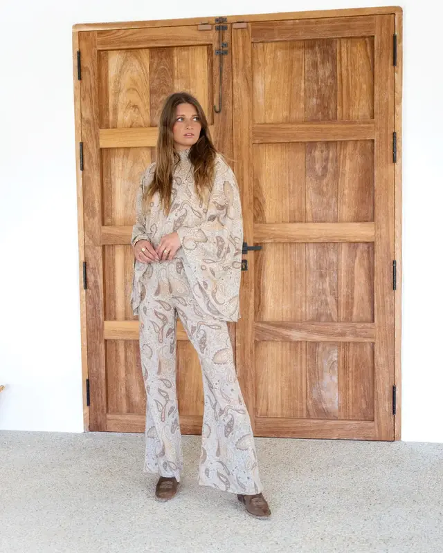 Ibzmode Pantalon Vena Paisley Ecru