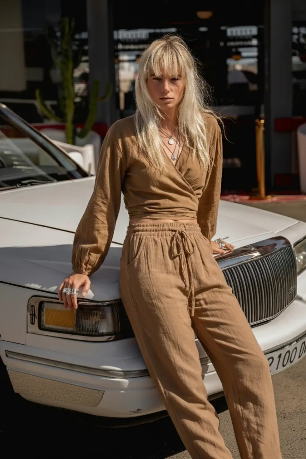 Moost Wanted Helena Linen Wrap Top Camel