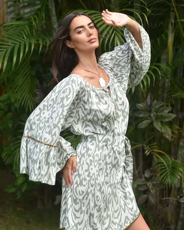 Hot Lava Jurk Hippie Metal Ethnic Sage