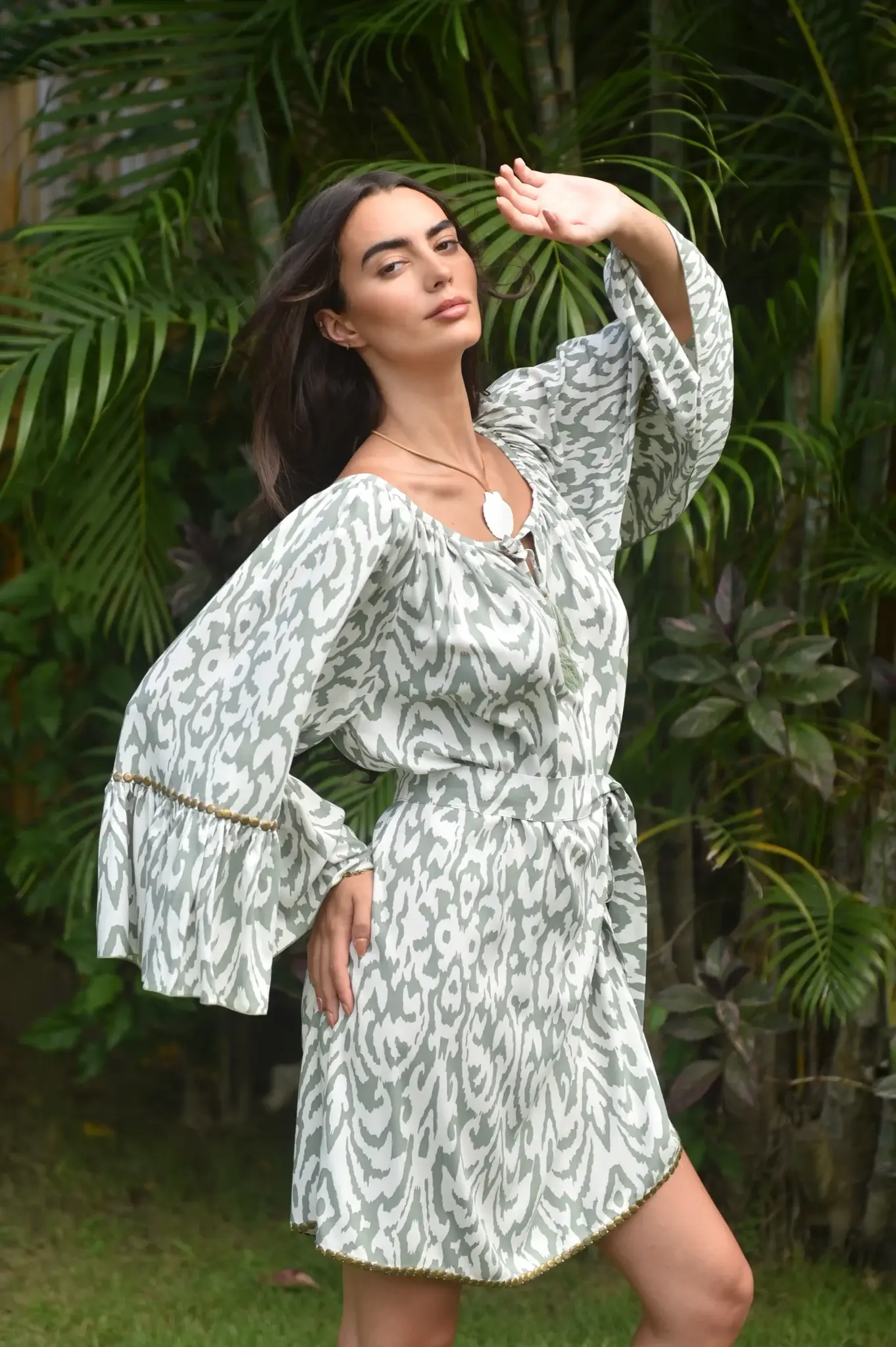 Hot Lava Jurk Hippie Metal Ethnic Sage