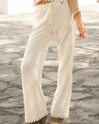Isla Ibiza Bonita Lace Broek Rondas Cream