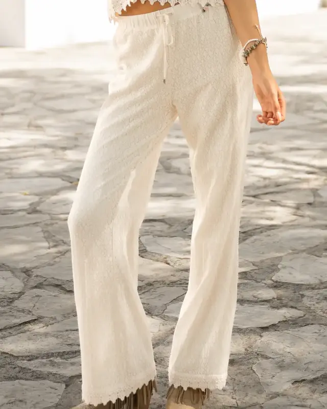 Isla Ibiza Bonita Lace Broek Rondas Cream